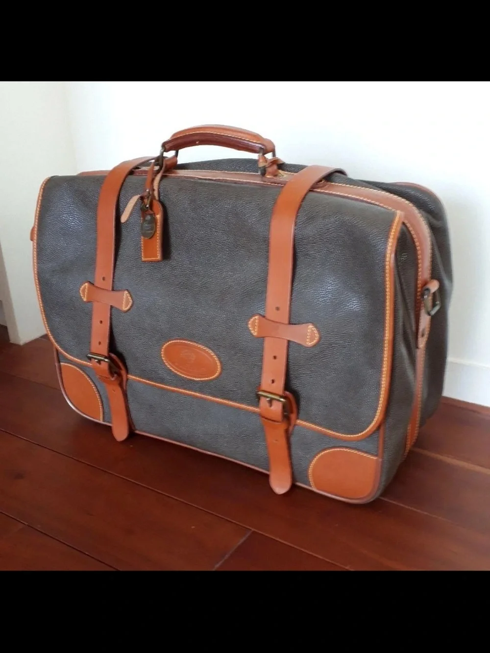 Mulberry Dark Brown Leather Briefcase with Tan Trim